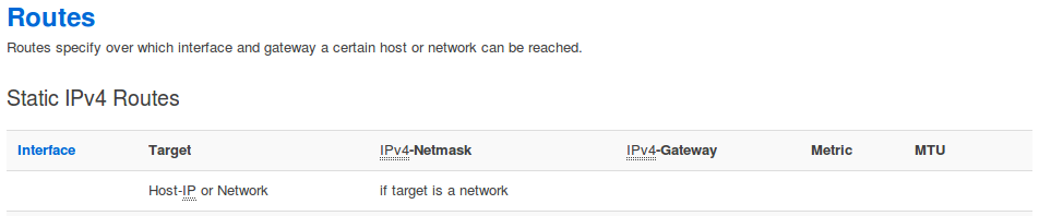 Network -> Static Routes