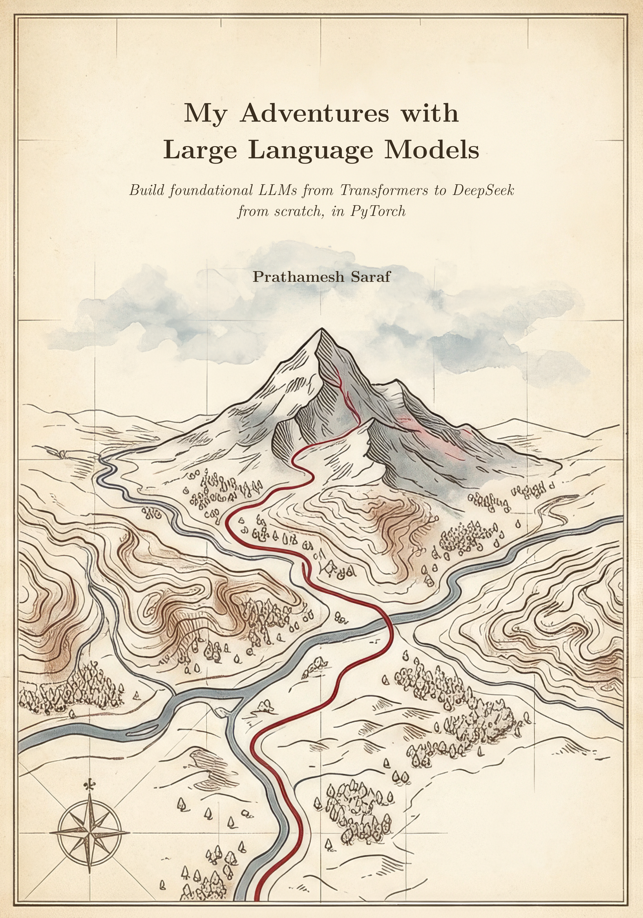 Book cover image for My Adventures with Large Language Models: Build foundational LLMs from Transformers to DeepSeek, from scratch, in PyTorch by Prathamesh S.
