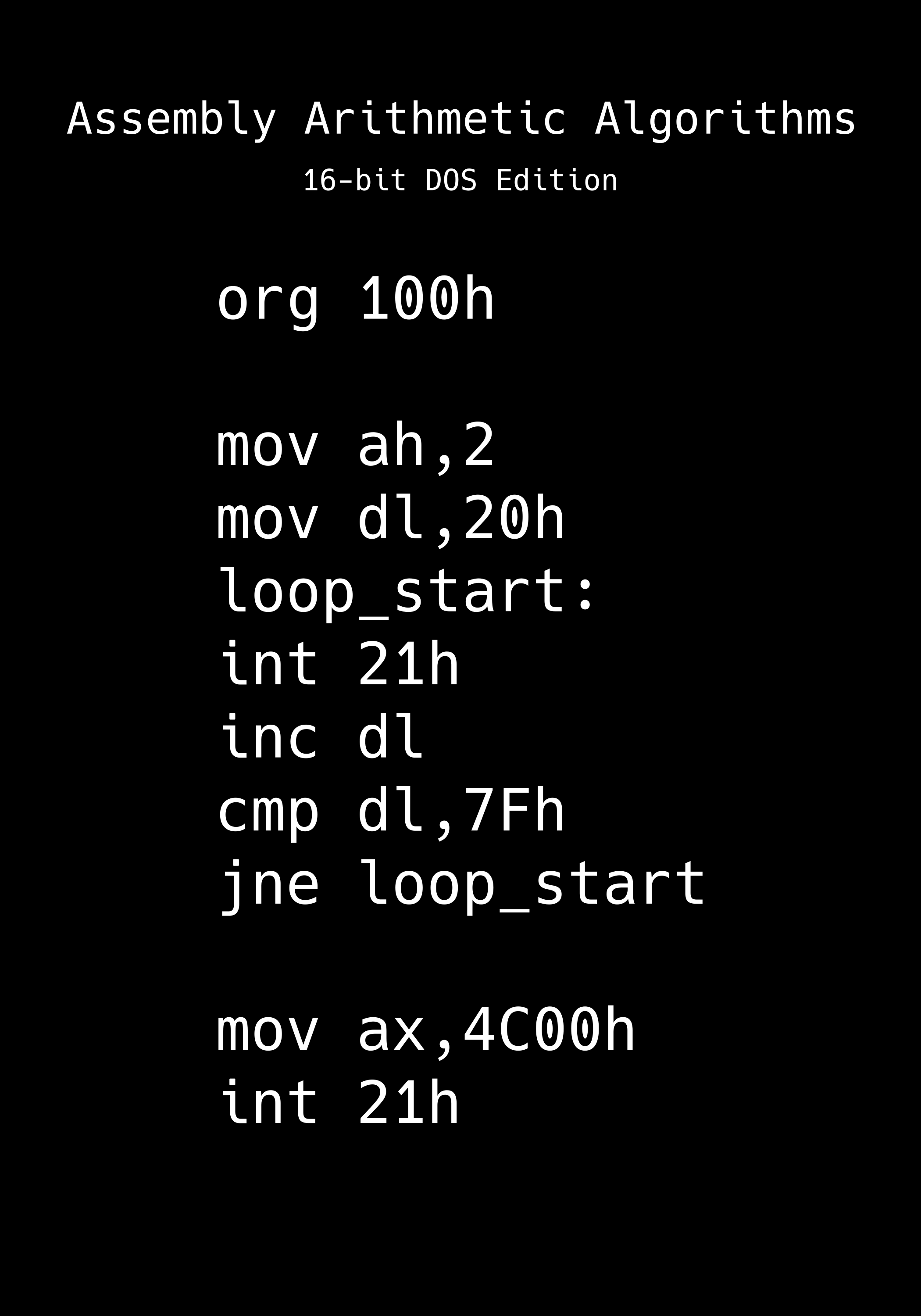 Book cover image for Assembly Arithmetic Algorithms-DOS: 16-bit DOS Edition by Chastity White Rose