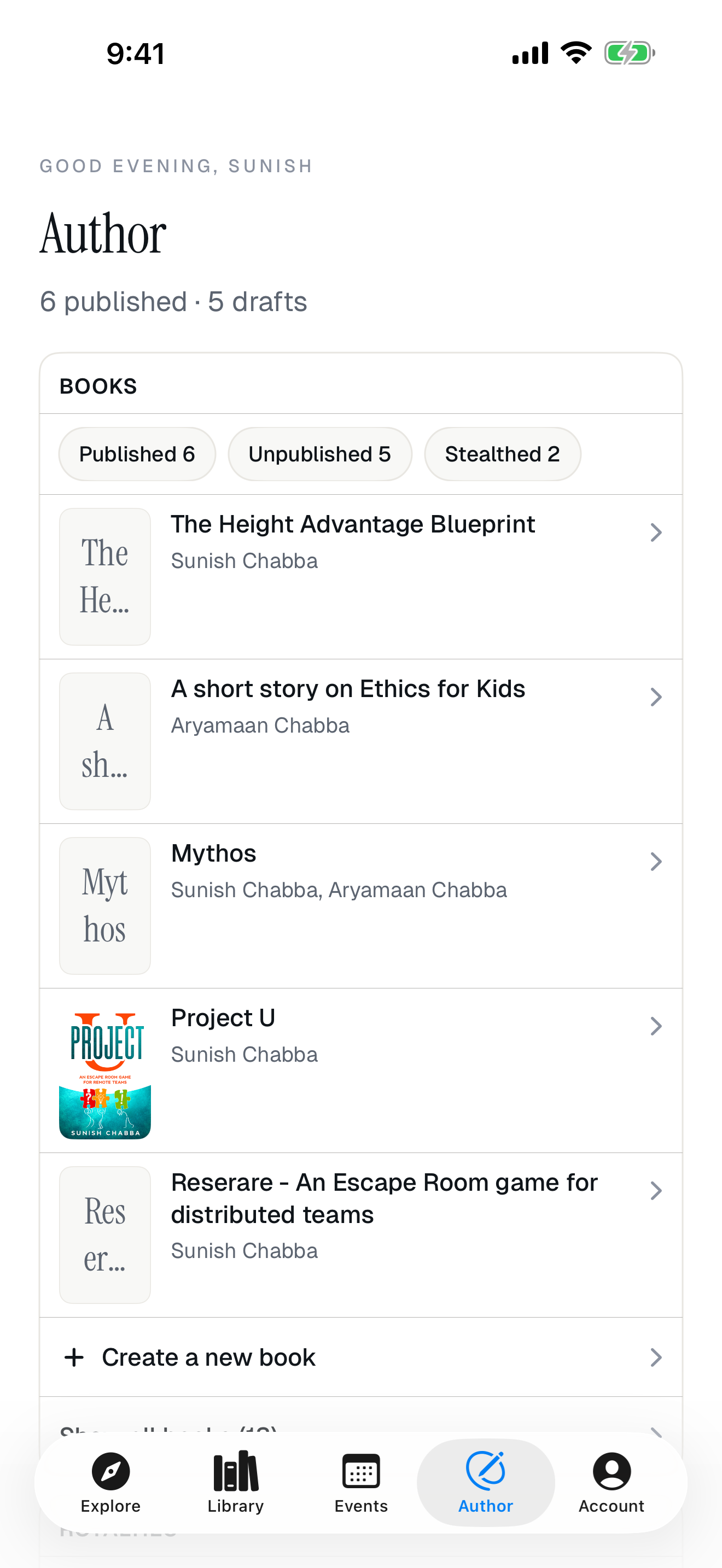The author studio in the Leanpub app