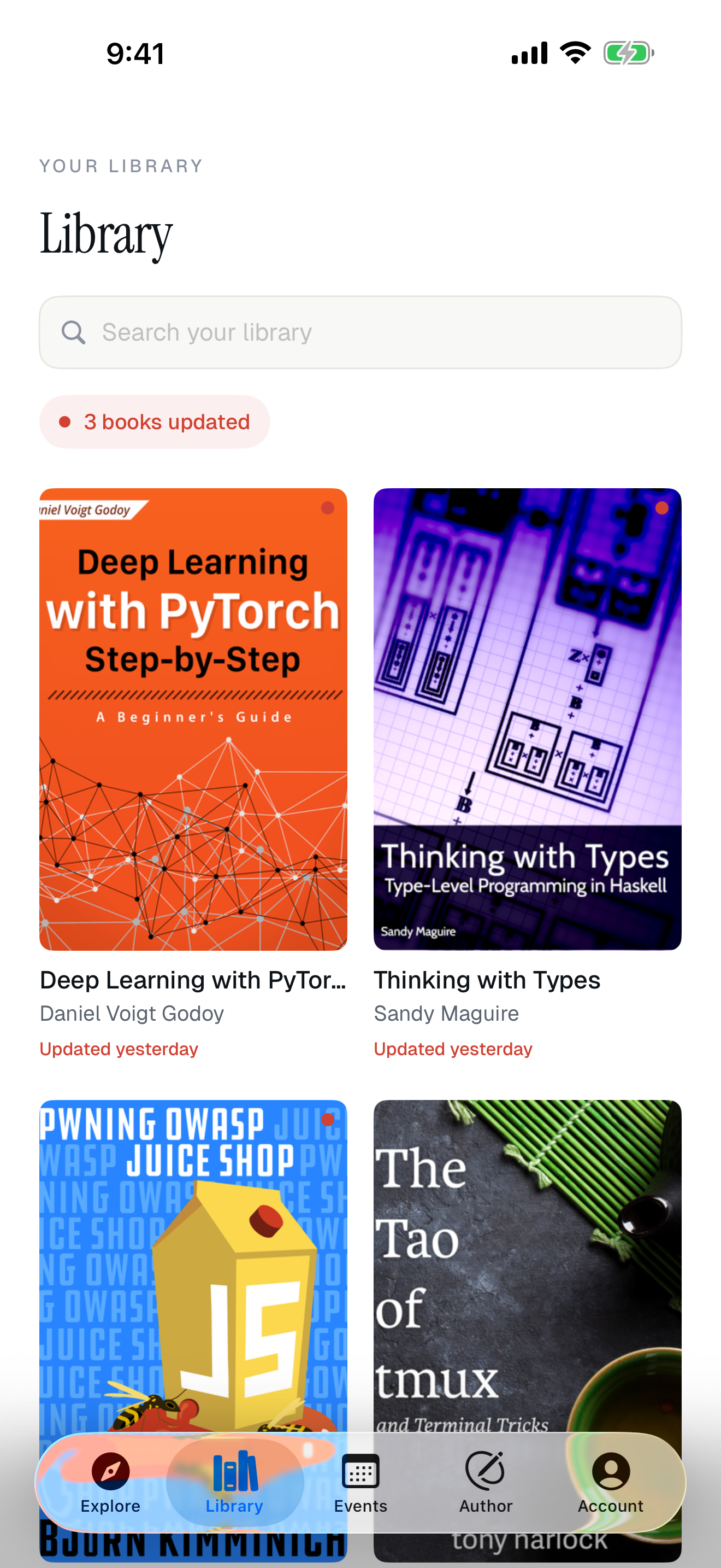 Your Leanpub library on iPhone
