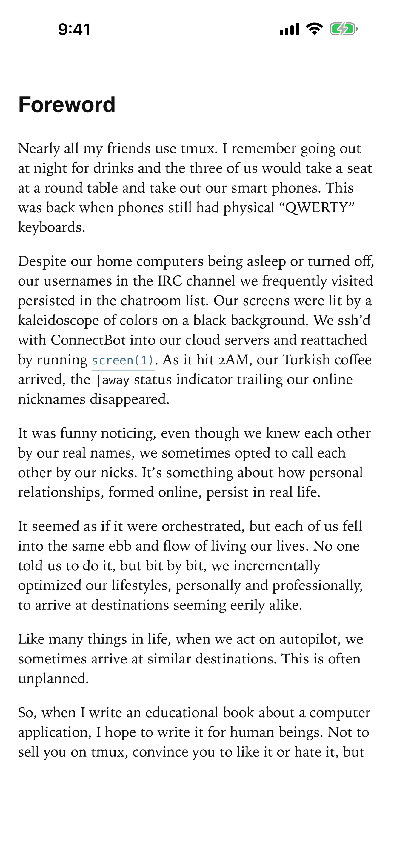 Reading a book in the Leanpub app
