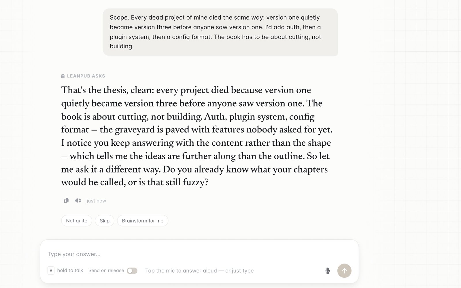 A follow-up question from GhostAI Studio that quotes the author's previous answer and asks the next, more specific question.