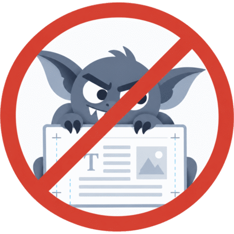 No Gremlins — a gremlin inside a red circle-and-slash