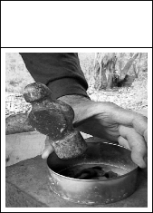 **Preparing a Small Sample:**. 
1. Hammer, cookie cutter, anvil, pebbles