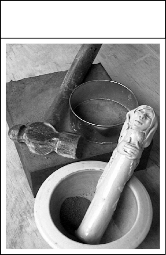 3. Put the gravel into a mortar