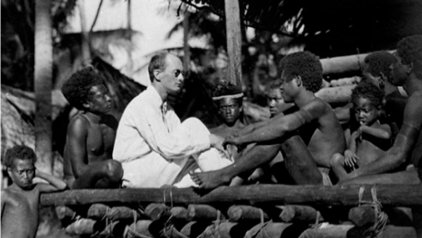 **Figure: Off the Verandah**. Detailed participant observation is important and anthropologists must have daily contact with their informants if they are to adequately record the "imponderabilia of everyday life" that are so important to understanding a different culture. —Image Credit: Bronislaw Malinowski. Argonauts of the Western Pacific.