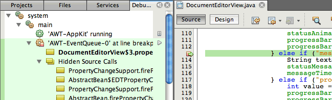 **Figure: Netbeans Debugger**. Netbeans Debugger ---Image Credit: Sun/Oracle.
