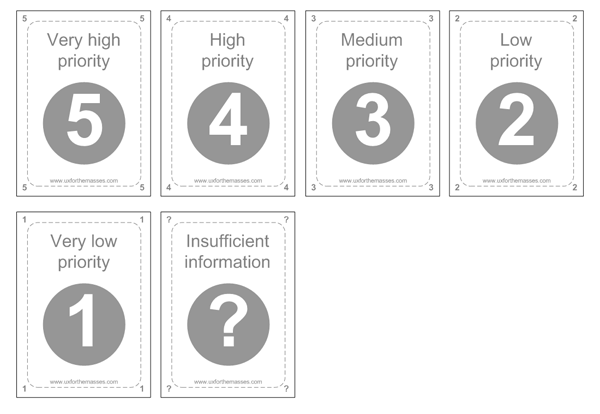 **Figure: Priority UX Poker Card Deck**. Priority UX Poker Card Deck. ---Image Credit: http://www.uxforthemasses.com/.