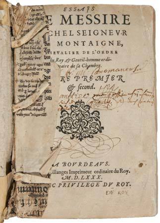 Montaigne's original Essais, couresty of Britannica.com.
