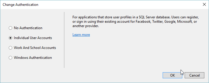 Abbildung: Authentifizierung festlegen