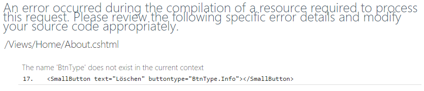 Abbildung: Fehler, wenn ein komplexer Typ nicht gefunden wird