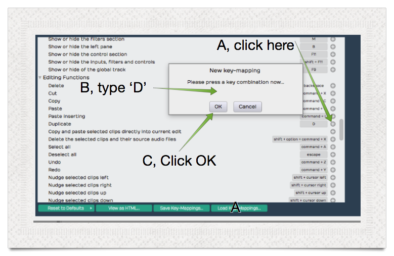 Mapping *Duplicate* to the D Key