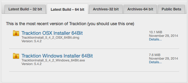Choose 64-bit or 32-bit for OS X or Windows