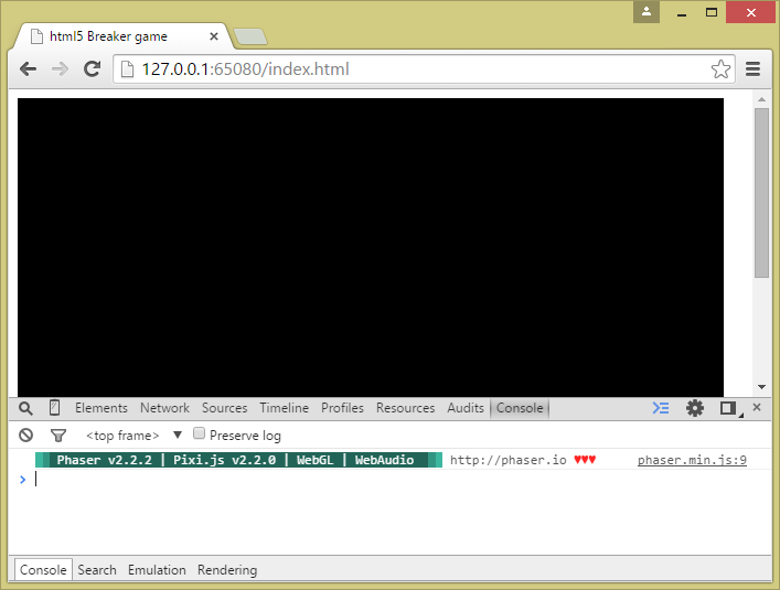 Phaser output message