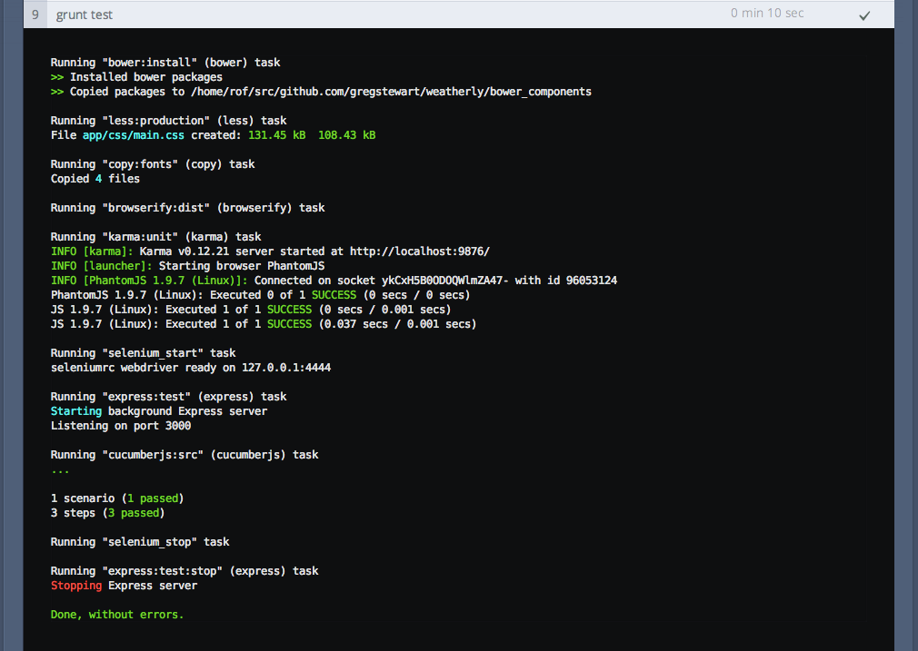 Codeship dashboard with updating test configuration