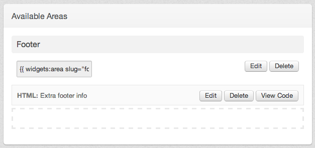 Widgets sit in areas, like the one above