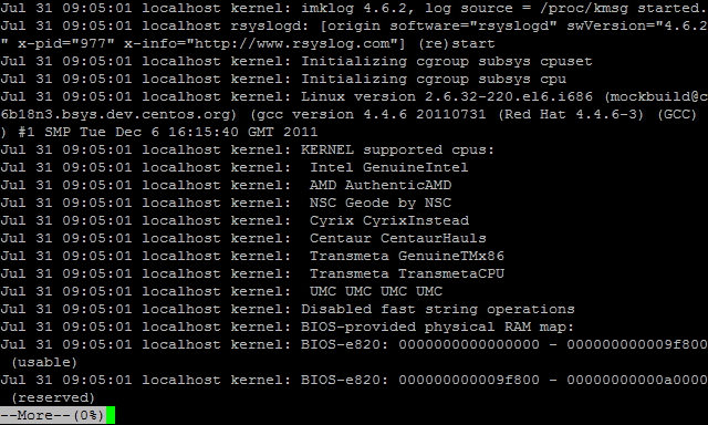 Fig 33:Seeing the content of a file with more