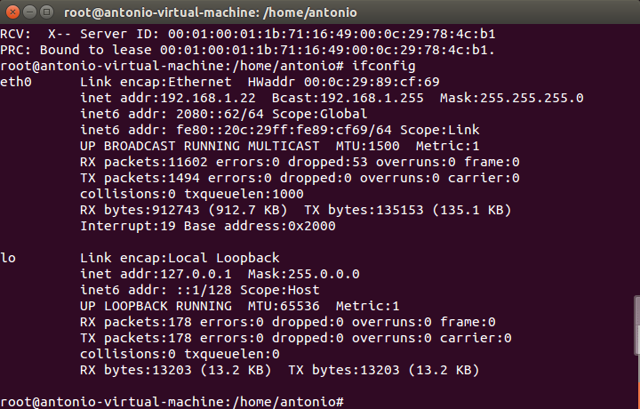 Fig 59: Showing the IP address assigned