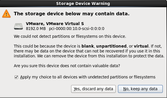 Fig 7:Storage device warning