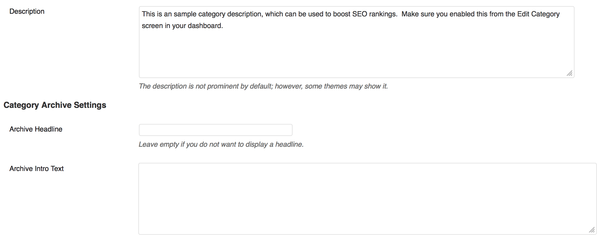 Before: Term meta input and textareas fields are inconsistent width
