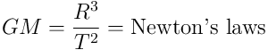 GM = \frac{R^3}{T^2} = \textup{Newton's laws}