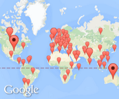 Map of participation in the Ford “Accessories to Enhance the Driving Experience” challenge on  Innocentive.com