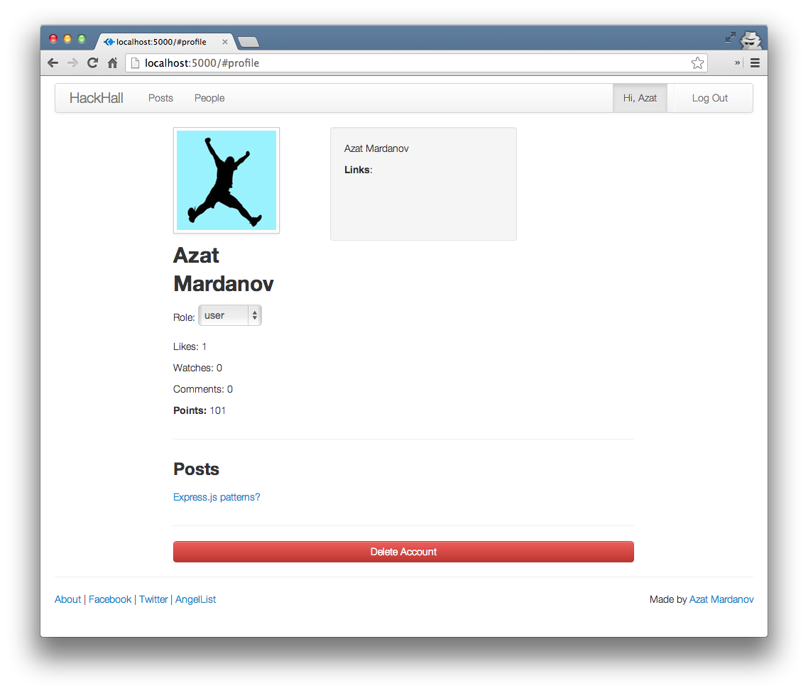 The HackHall Profile page.