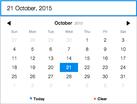 Full featured date picker with Pickadate plugin