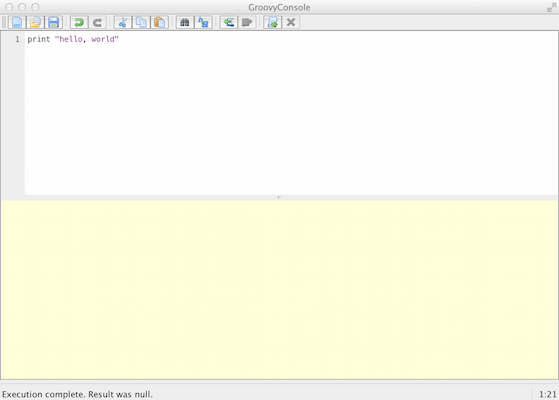 Screen shot of the Groovy Console application window
