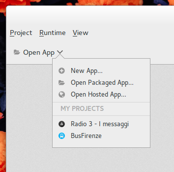 Il bottone apri applicazione e il suo menu