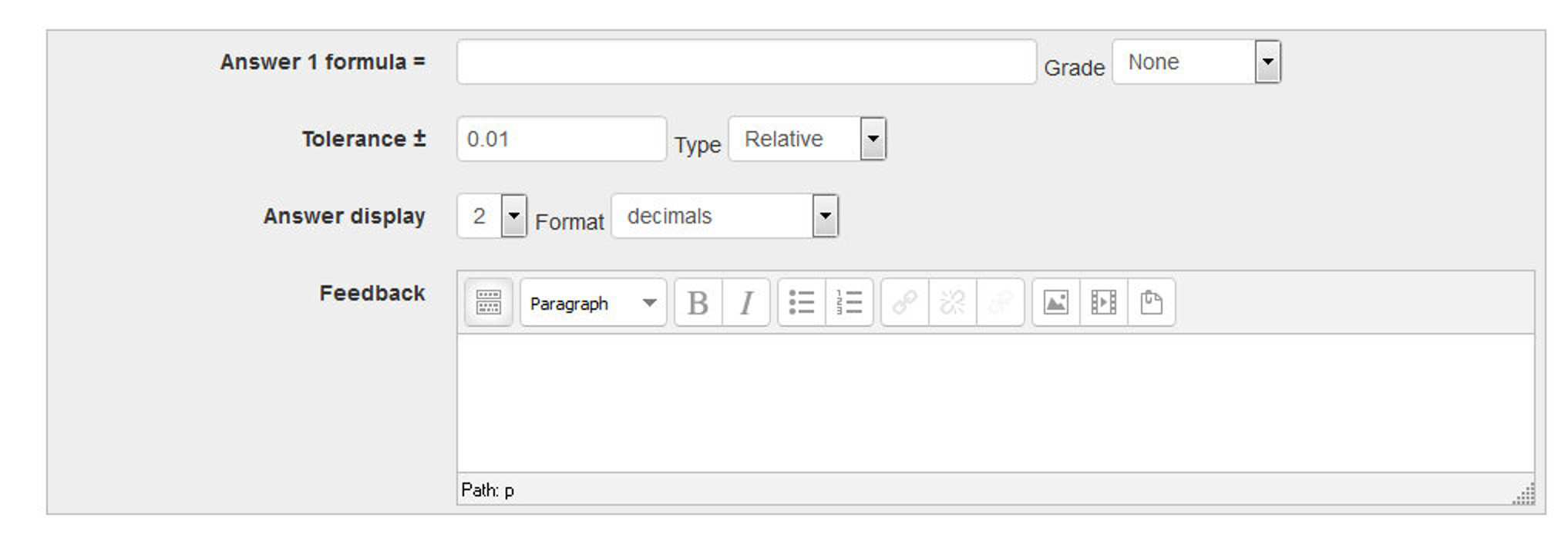 Figure 8-5 A calculated question answer field
