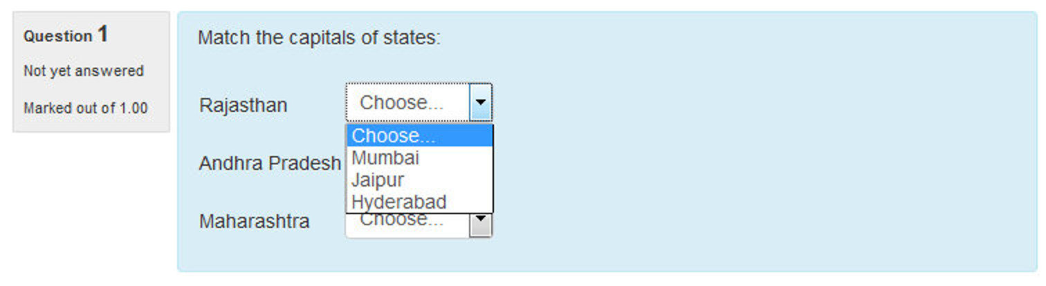 Figure 8-8 A matching question