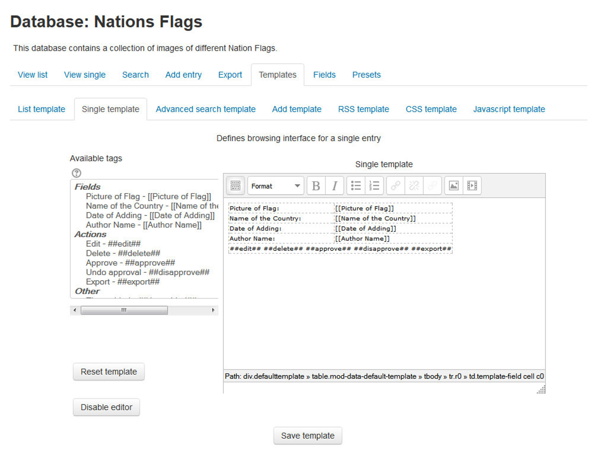 Figure 15-4 A single template