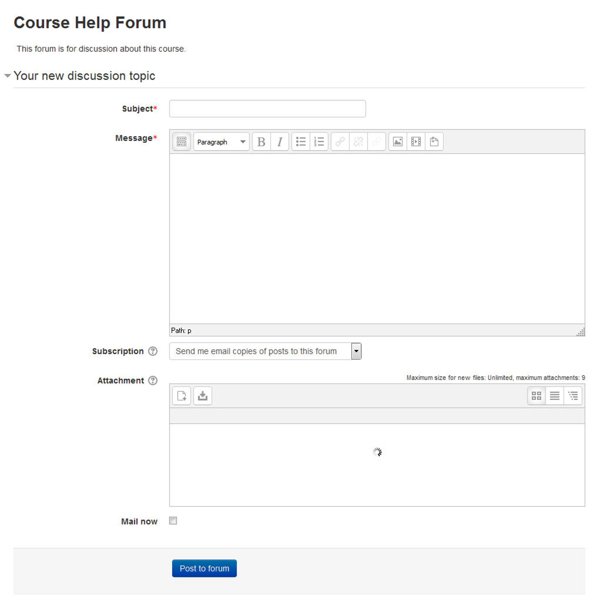 Figure 7-8 Adding a new discussion topic