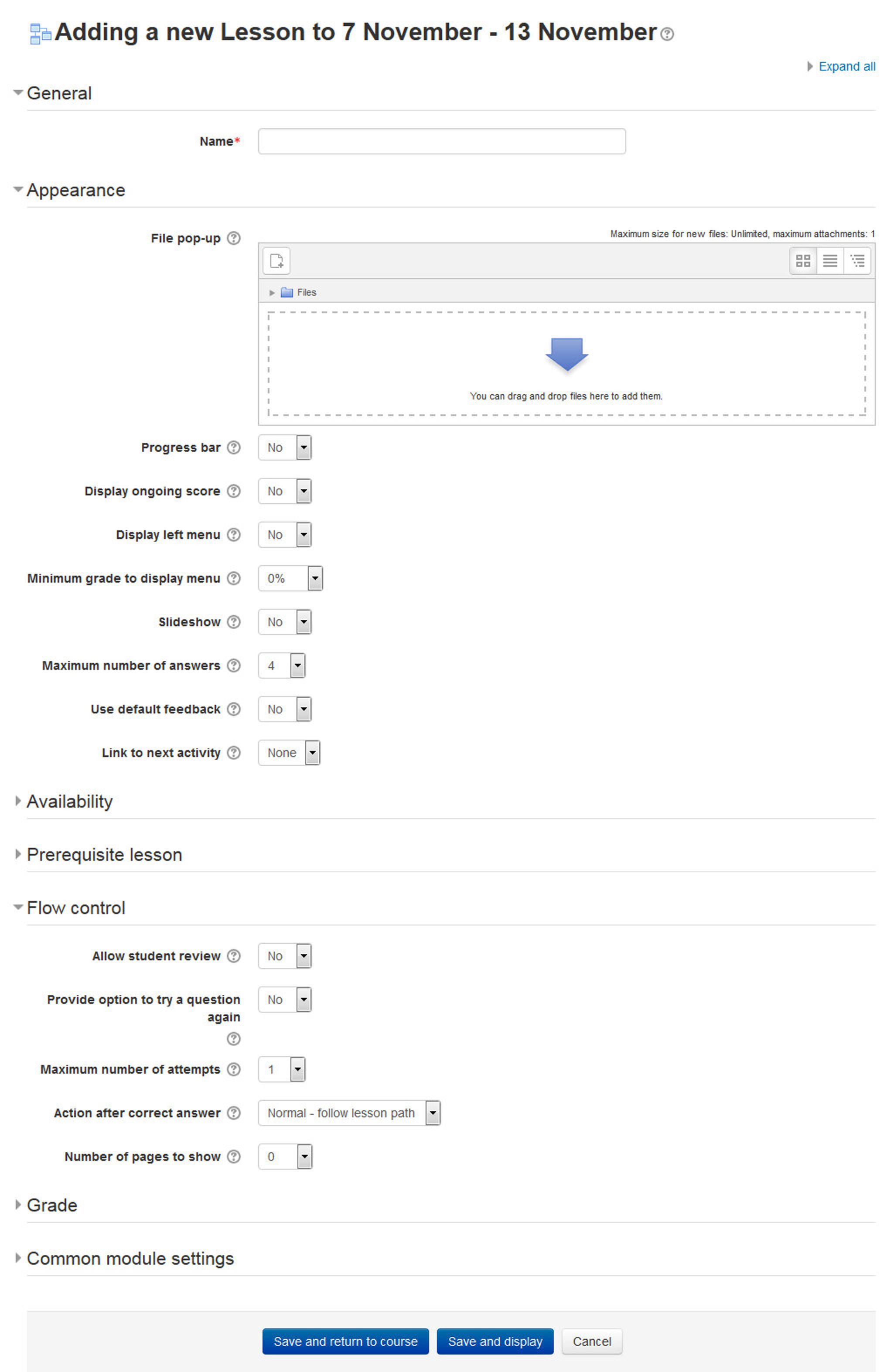 Figure 12-1 Adding a new lesson