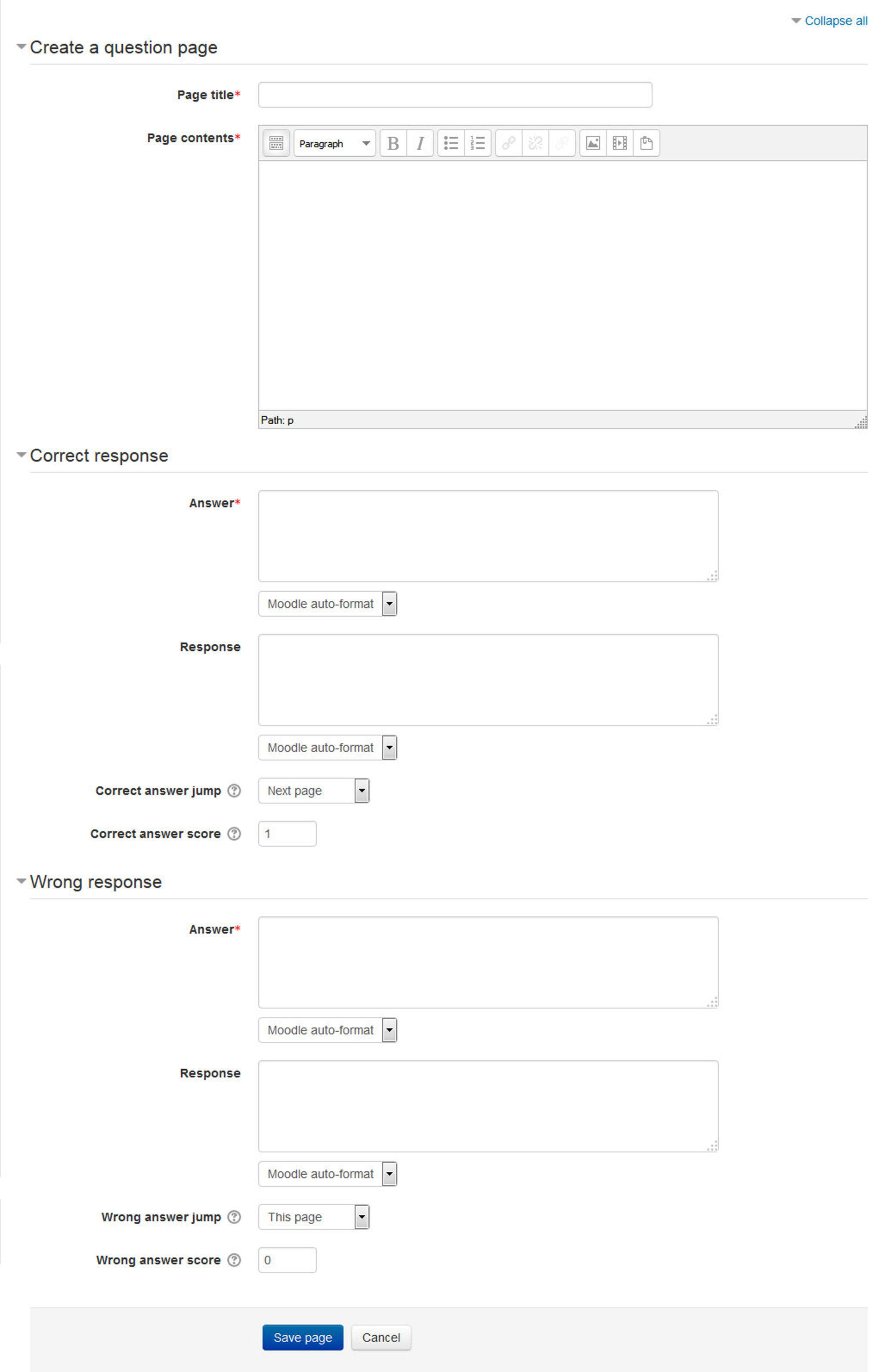 Figure 12-9 Adding true/false question page