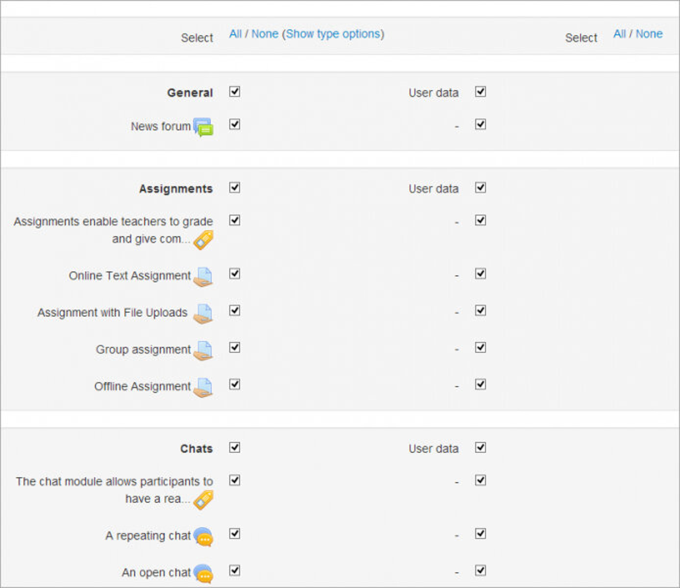 Figure 5-8 Backing up a course