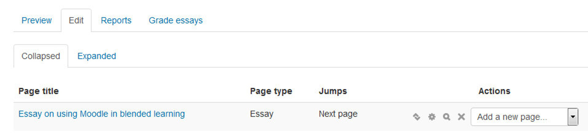 Figure 12-10 Collapsed view of Edit lesson page