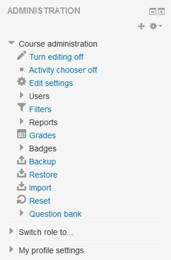 Figure 4-8 Course Administration Block