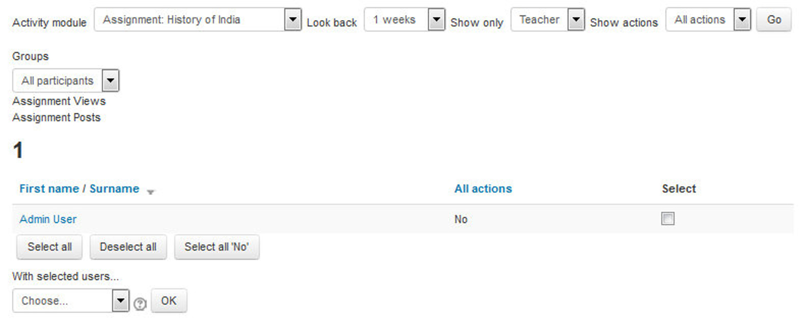 Figure 5-12 Course participation report