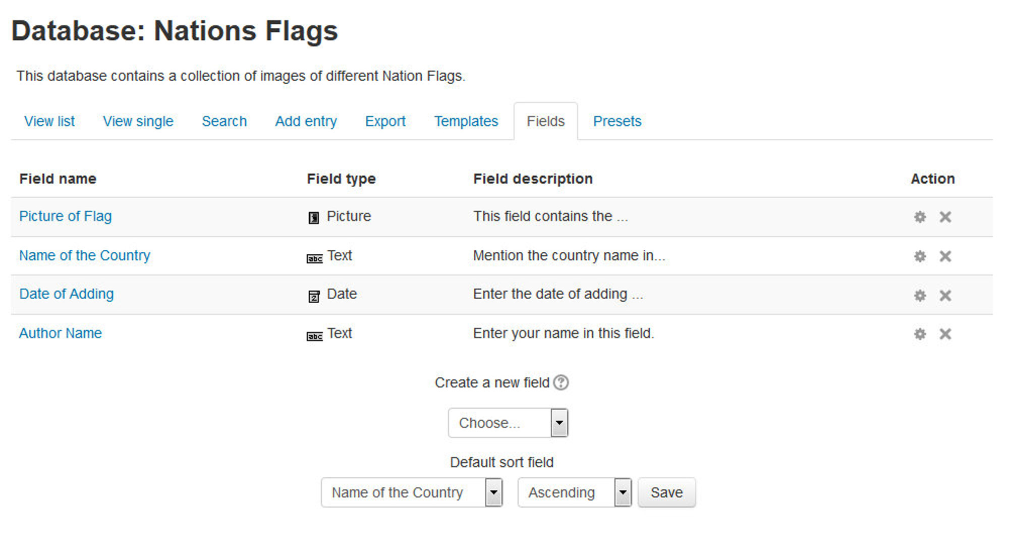 Figure 15-3 Database fields