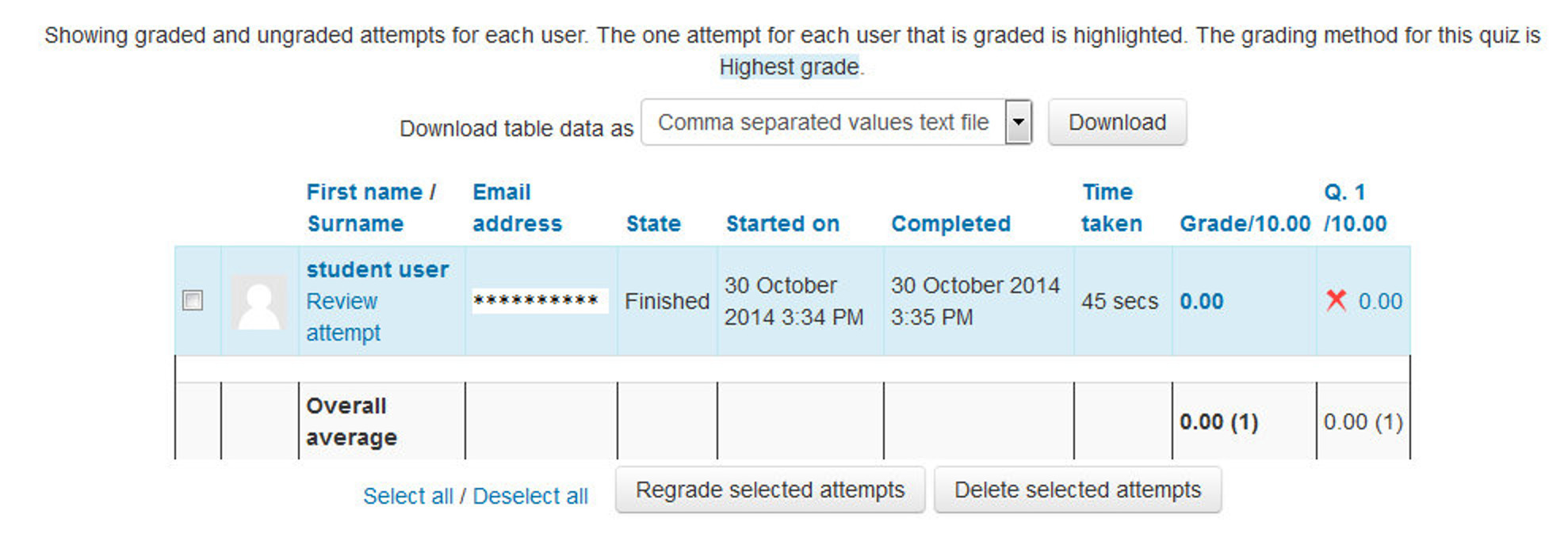 Figure 8-15 Quiz results
