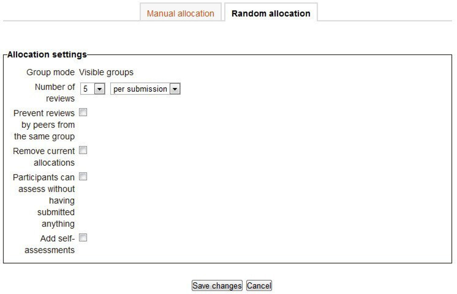 Figure 10-6 Random allocation settings