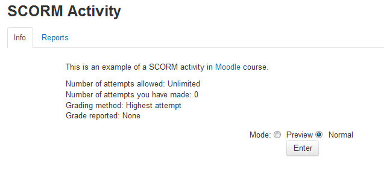 Figure 17-2 Viewing a SCORM activity