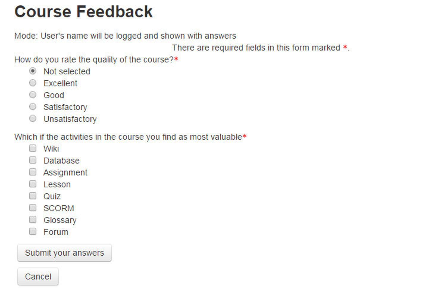Figure 16-6 Viewing a feedback activity