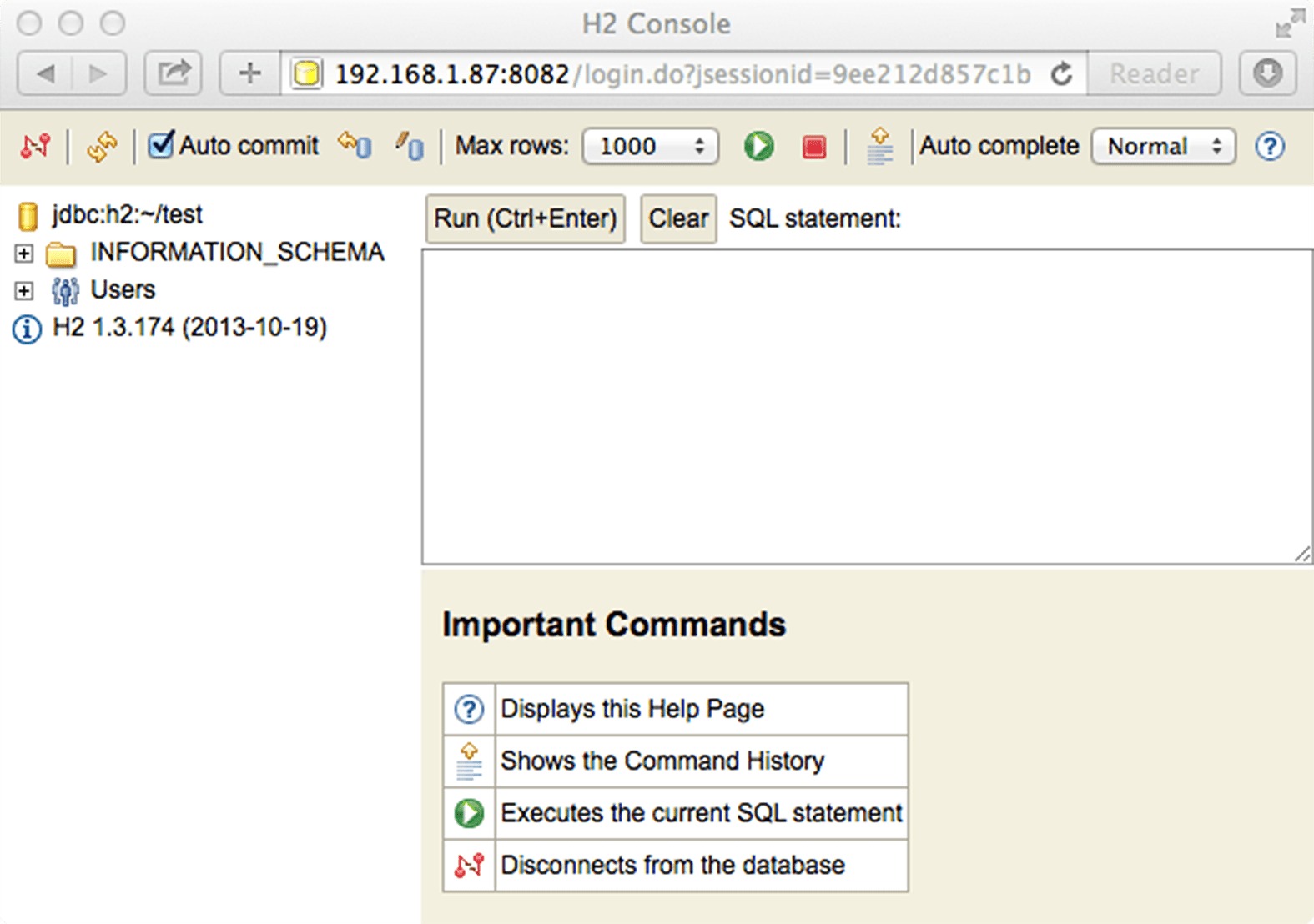 Fig. 5.4 H2 embedded console