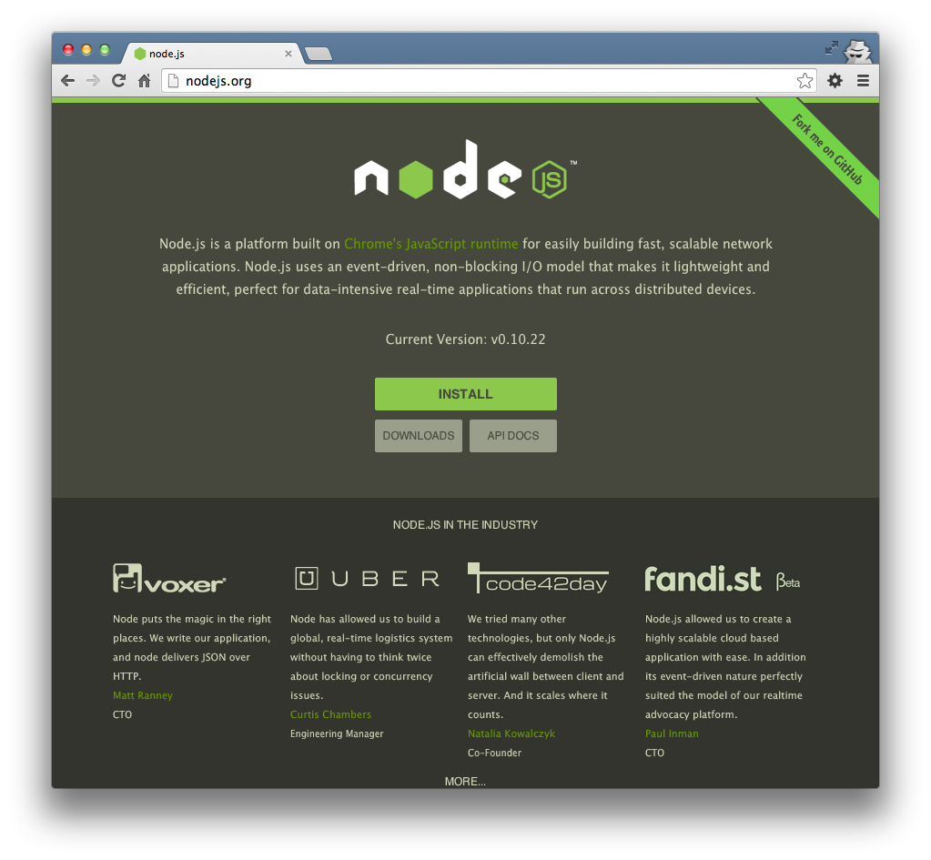 Figure 4-1: Node.js home page