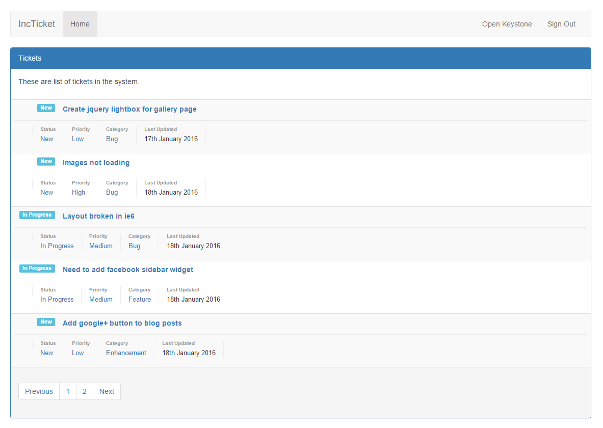 List tickets with pagination