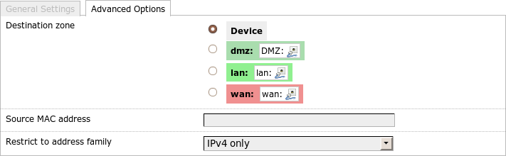 Advanced rule settings